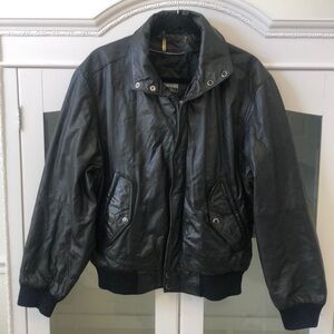 Members only vintage black leather coat